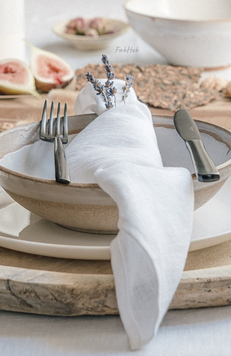 White Linen Tablecloth Set - Home Decor | Shop Baskets, Ceramics, Pillows, Rugs & Wall Hangs online