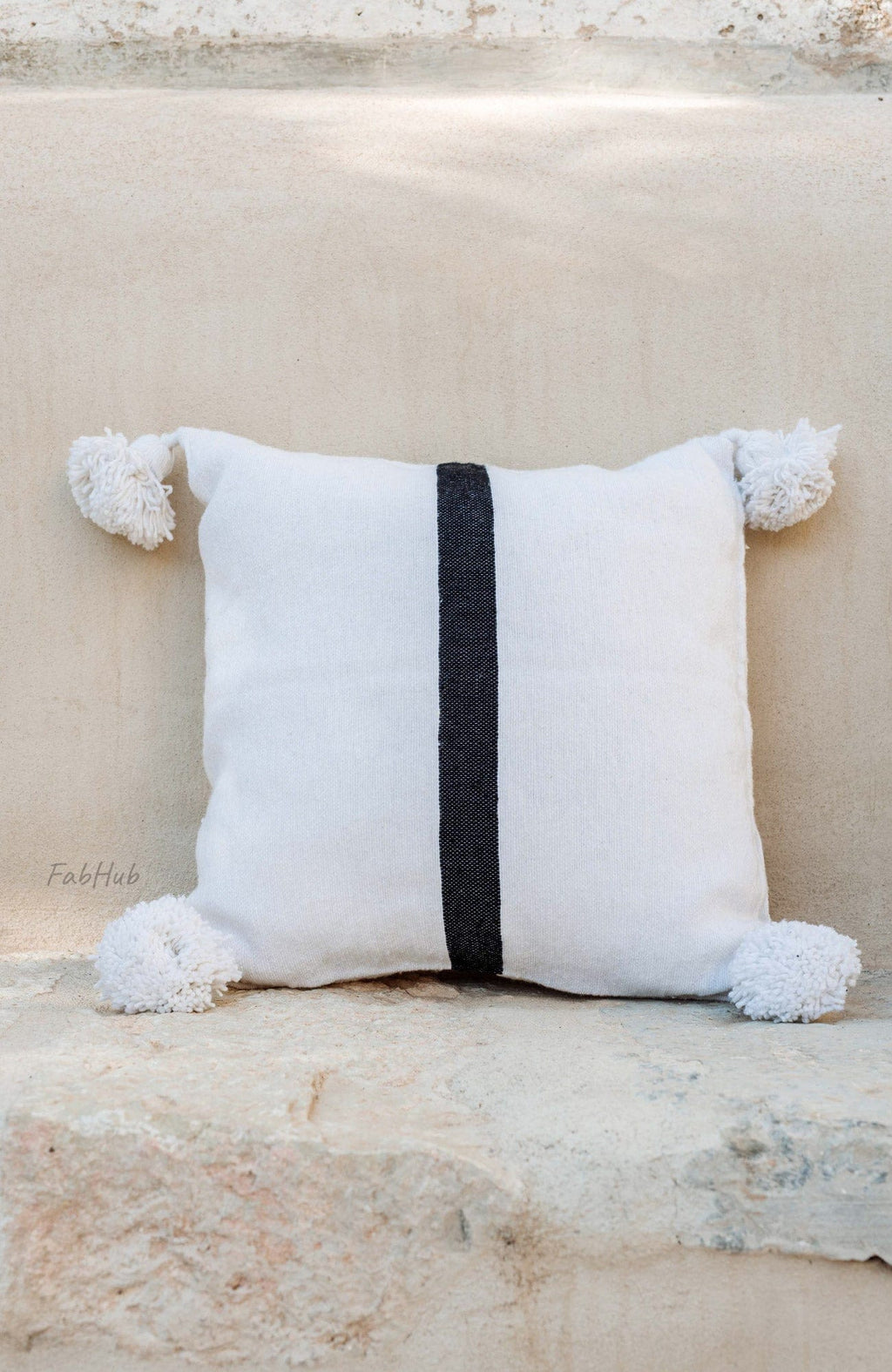 PomPon Pillow Cover Black & White